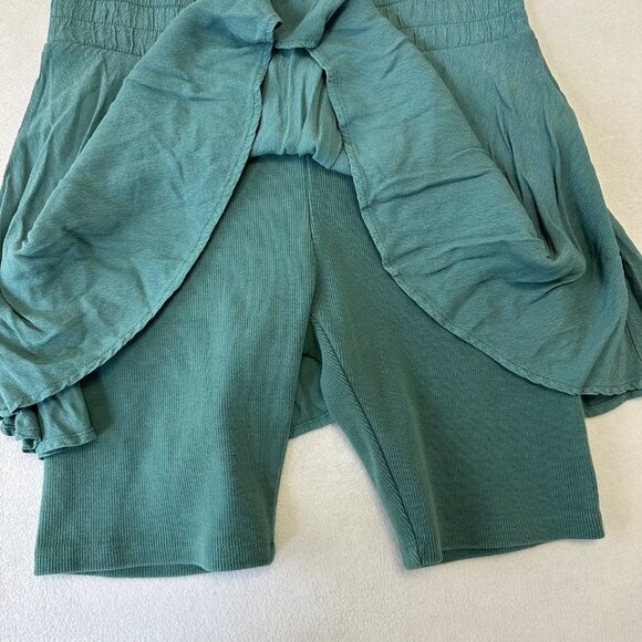 Free People Movement Skirted Ribbed Bike Shorts Size Large Green Athleisure - Picture 4 of 12